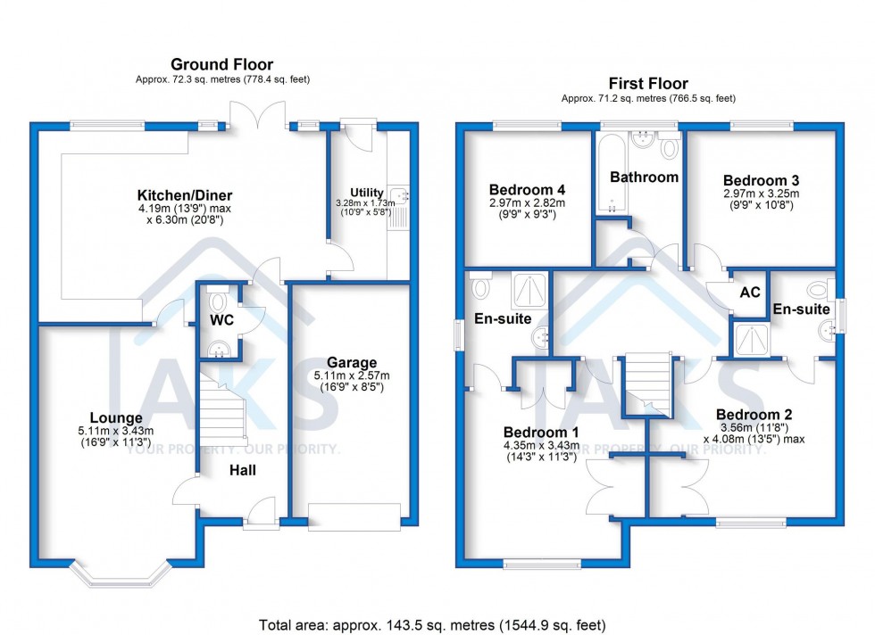 Floorplan for Betony Close, Stenson Fields, DE24