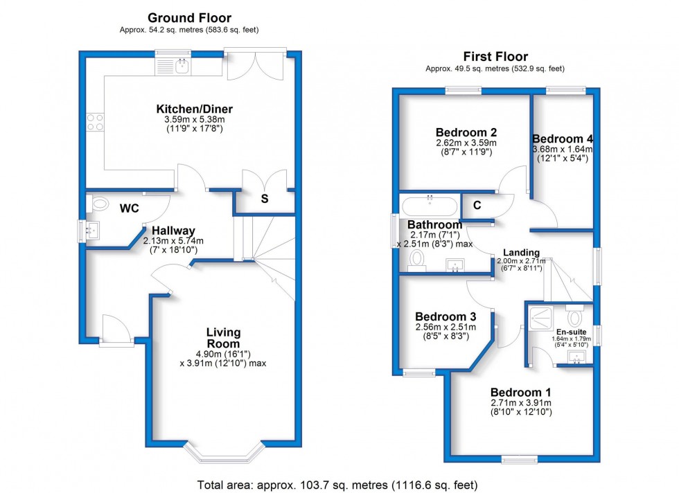 Floorplan for Tutbury Avenue, Littleover, DE23