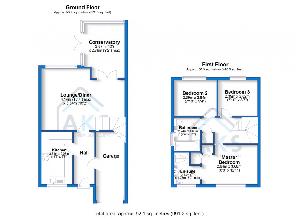 Floorplan for Sevenlands Drive, Boulton Moor, DE24